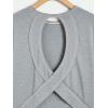 image:imageGirls 2 Packs Open Back Backless Tops Criss Cross Short Sleeve T Shirts Crewneck Casual TeesGrey and White
