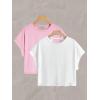 image:imageGirls 2 Packs Open Back Backless Tops Criss Cross Short Sleeve T Shirts Crewneck Casual TeesPink and White