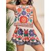 image:imageGirls 2 Piece Outfits Boho Floral Print Crew Neck Tank Top and Wide Leg Shorts SetOrange