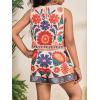 image:imageGirls 2 Piece Outfits Boho Floral Print Crew Neck Tank Top and Wide Leg Shorts SetOrange