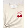 image:imageGirls 2 Piece Outfits Cherry Bow Graphic Tee Shirt and Shorts Set Cute Summer OutfitsBeige