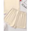 image:imageGirls 2 Piece Outfits Cherry Bow Graphic Tee Shirt and Shorts Set Cute Summer OutfitsBeige Red