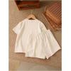 image:imageGirls 2 Piece Outfits Cherry Bow Graphic Tee Shirt and Shorts Set Cute Summer OutfitsBow Beige