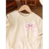 image:imageGirls 2 Piece Outfits Cherry Bow Graphic Tee Shirt and Shorts Set Cute Summer OutfitsBow Beige