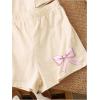 image:imageGirls 2 Piece Outfits Cherry Bow Graphic Tee Shirt and Shorts Set Cute Summer OutfitsBow Beige