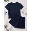 image:imageGirls 2 Piece Outfits Cherry Bow Graphic Tee Shirt and Shorts Set Cute Summer OutfitsDeep Blue