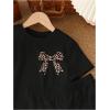 image:imageGirls 2 Piece Outfits Cherry Bow Graphic Tee Shirt and Shorts Set Cute Summer OutfitsGraphic Black