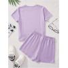 image:imageGirls 2 Piece Outfits Cherry Bow Graphic Tee Shirt and Shorts Set Cute Summer OutfitsMauve Purple