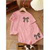 image:imageGirls 2 Piece Outfits Cherry Bow Graphic Tee Shirt and Shorts Set Cute Summer OutfitsMix Pink