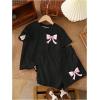image:imageGirls 2 Piece Outfits Cherry Bow Graphic Tee Shirt and Shorts Set Cute Summer OutfitsMulticolor