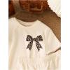image:imageGirls 2 Piece Outfits Cherry Bow Graphic Tee Shirt and Shorts Set Cute Summer OutfitsMulticolor Beige