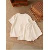 image:imageGirls 2 Piece Outfits Cherry Bow Graphic Tee Shirt and Shorts Set Cute Summer OutfitsMulticolor Beige