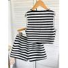 image:imageGirls 2 Piece Striped Summer Outfits Textured Knit Sleeveless Crop Tank Top and Shorts Matching SetBlack and White