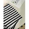 image:imageGirls 2 Piece Striped Summer Outfits Textured Knit Sleeveless Crop Tank Top and Shorts Matching SetBlack and White