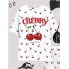 image:imageGirls 2 Piece Summer Outfits Cherry Graphic Tees and Biker Shorts Cute Clothing SetWhite