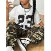 image:imageGirls 2 Piece Summer Outfits Number Graphic Jersey Shirts and Camo Cargo Pants Set StreetwearMulticolor