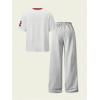 image:imageGirls 2 Piece Summer Outfits Number Graphic Short Sleeve Jersey Shirt and Cargo Pants Sets TrendyMulticolor