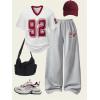 image:imageGirls 2 Piece Summer Outfits Number Graphic Short Sleeve Jersey Shirt and Cargo Pants Sets TrendyMulticolor