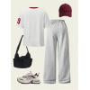 image:imageGirls 2 Piece Summer Outfits Number Graphic Short Sleeve Jersey Shirt and Cargo Pants Sets TrendyMulticolor Red
