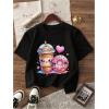 image:imageGirls 3 Pack Cartoon Graphic Tees Short Sleeve Crewneck Summer T Shirts Casual Cute Tee TopsBlack White Pink