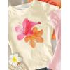 image:imageGirls 3 Packs Graphic Tees Vacation Hibiscus Top Crewneck Short Sleeve Cute Tops Summer Slim Fit T ShirtFloral Pink Yellow Orange