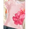 image:imageGirls 3 Packs Graphic Tees Vacation Hibiscus Top Crewneck Short Sleeve Cute Tops Summer Slim Fit T ShirtFloral Pink Yellow Orange