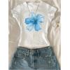 image:imageGirls 3 Packs Graphic Tees Vacation Hibiscus Top Crewneck Short Sleeve Cute Tops Summer Slim Fit T ShirtMulticolor
