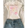 image:imageGirls 3 Packs Graphic Tees Vacation Hibiscus Top Crewneck Short Sleeve Cute Tops Summer Slim Fit T ShirtMulticolor