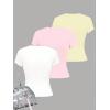 image:imageGirls 3 Packs Graphic Tees Vacation Hibiscus Top Crewneck Short Sleeve Cute Tops Summer Slim Fit T ShirtMulticolor Blue and Pink