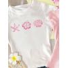 image:imageGirls 3 Packs Graphic Tees Vacation Hibiscus Top Crewneck Short Sleeve Cute Tops Summer Slim Fit T ShirtMulticolor Blue and Pink