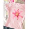 image:imageGirls 3 Packs Graphic Tees Vacation Hibiscus Top Crewneck Short Sleeve Cute Tops Summer Slim Fit T ShirtMulticolor Blue and Pink