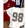 image:imageGirls 3 Packs Graphic Tees Vacation Hibiscus Top Crewneck Short Sleeve Cute Tops Summer Slim Fit T ShirtMulticolor Leopard