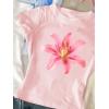 image:imageGirls 3 Packs Graphic Tees Vacation Hibiscus Top Crewneck Short Sleeve Cute Tops Summer Slim Fit T ShirtMulticolor Pink and Yellow
