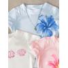 image:imageGirls 3 Packs Graphic Tees Vacation Hibiscus Top Crewneck Short Sleeve Cute Tops Summer Slim Fit T ShirtMulticolor Pink and Yellow