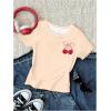image:imageGirls 3 Packs Graphic Tees Vacation Hibiscus Top Crewneck Short Sleeve Cute Tops Summer Slim Fit T ShirtMulticolor Red