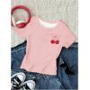image:imageGirls 3 Packs Graphic Tees Vacation Hibiscus Top Crewneck Short Sleeve Cute Tops Summer Slim Fit T ShirtMulticolored Pink