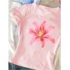 image:imageGirls 3 Packs Graphic Tees Vacation Hibiscus Top Crewneck Short Sleeve Cute Tops Summer Slim Fit T ShirtPink White Blue