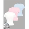 image:imageGirls 3 Packs Graphic Tees Vacation Hibiscus Top Crewneck Short Sleeve Cute Tops Summer Slim Fit T ShirtPink White Blue