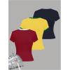 image:imageGirls 3 Packs Graphic Tees Vacation Hibiscus Top Crewneck Short Sleeve Cute Tops Summer Slim Fit T ShirtRed Yellow Blue