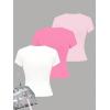 image:imageGirls 3 Packs Graphic Tees Vacation Hibiscus Top Crewneck Short Sleeve Cute Tops Summer Slim Fit T ShirtWhite Light and Hot Pink