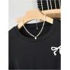 image:imageGirls 3 Packs Short Sleeve Ruched T Shirt Crewneck Slim Fit Basic Tee Tops Summer ClothesBow Grey White Black