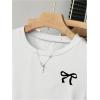 image:imageGirls 3 Packs Short Sleeve Ruched T Shirt Crewneck Slim Fit Basic Tee Tops Summer ClothesBow Grey White Black