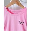 image:imageGirls 3 Packs Short Sleeve Ruched T Shirt Crewneck Slim Fit Basic Tee Tops Summer ClothesBow Multicolor