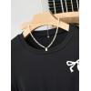 image:imageGirls 3 Packs Short Sleeve Ruched T Shirt Crewneck Slim Fit Basic Tee Tops Summer ClothesBow White Grey Black