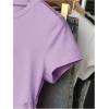 image:imageGirls 3 Packs Short Sleeve Ruched T Shirt Crewneck Slim Fit Basic Tee Tops Summer ClothesGrey Green Purple