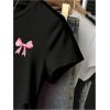 image:imageGirls 3 Packs Short Sleeve Ruched T Shirt Crewneck Slim Fit Basic Tee Tops Summer ClothesRed Black White