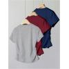 image:imageGirls 3 Packs Short Sleeve Ruched T Shirt Crewneck Slim Fit Basic Tee Tops Summer ClothesRed Blue Grey