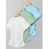 image:imageGirls 3 Packs Short Sleeve Ruched T Shirt Crewneck Slim Fit Basic Tee Tops Summer ClothesSolid Multicolor
