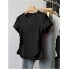 image:imageGirls 5 Packs T Shirts Short Sleeve Ruched Tee Tops Summer Fitted Crewneck Basic TopBrown Green Red Blue Black