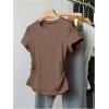 image:imageGirls 5 Packs T Shirts Short Sleeve Ruched Tee Tops Summer Fitted Crewneck Basic TopBrown Green Red Blue Black